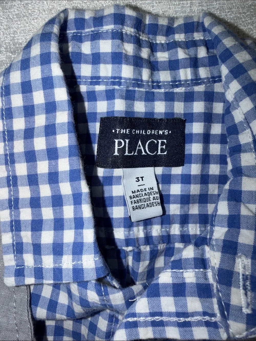 The Children's Place Gray Vest and Pants with Royal Blue Gingham Shirt